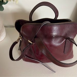 Fossil burgundy satchel